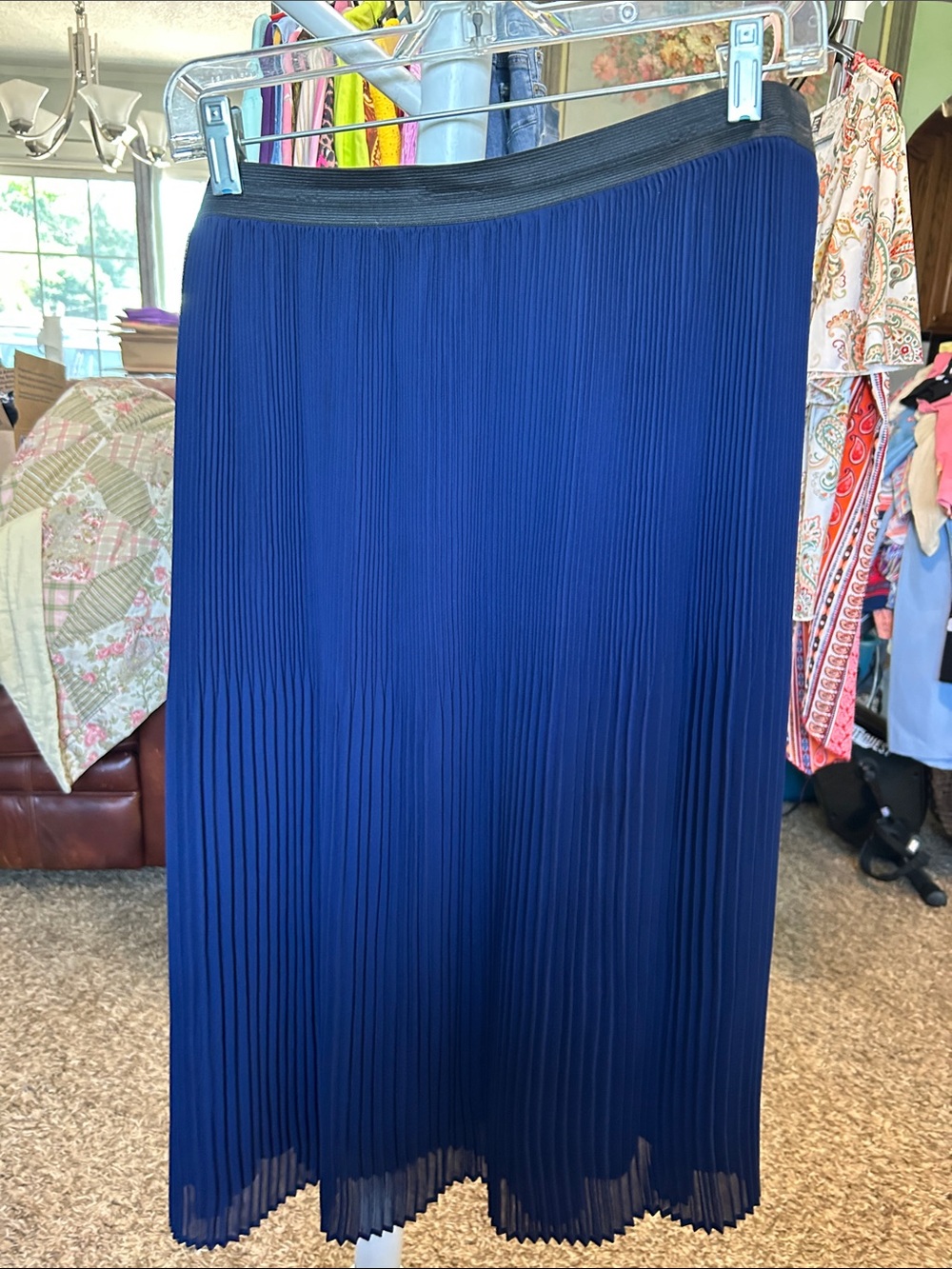 Jaclyn Smith Navy Blue Pleated Midi Skirt Size XXL